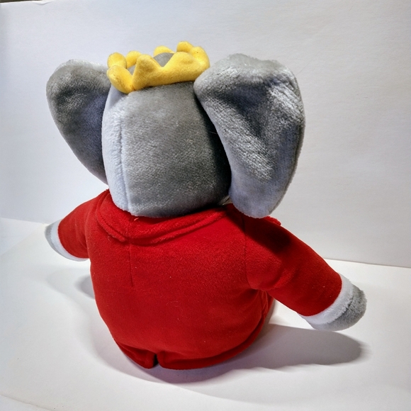 Vintage 1988 Gund King BABAR Elephant 13” Plush Stuffed Animal Red Velvet Suit - Picture 11 of 12
